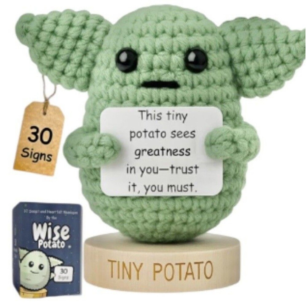 Funny Chrochet Tiny Potato with 30 Sassy Affirmations Heartfelt Messages Gift